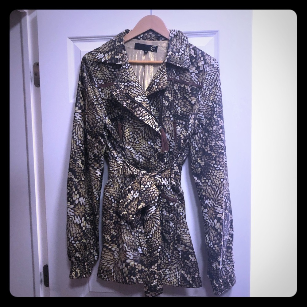 Just Cavalli animal print trench coat size EU 46 us 10 like new